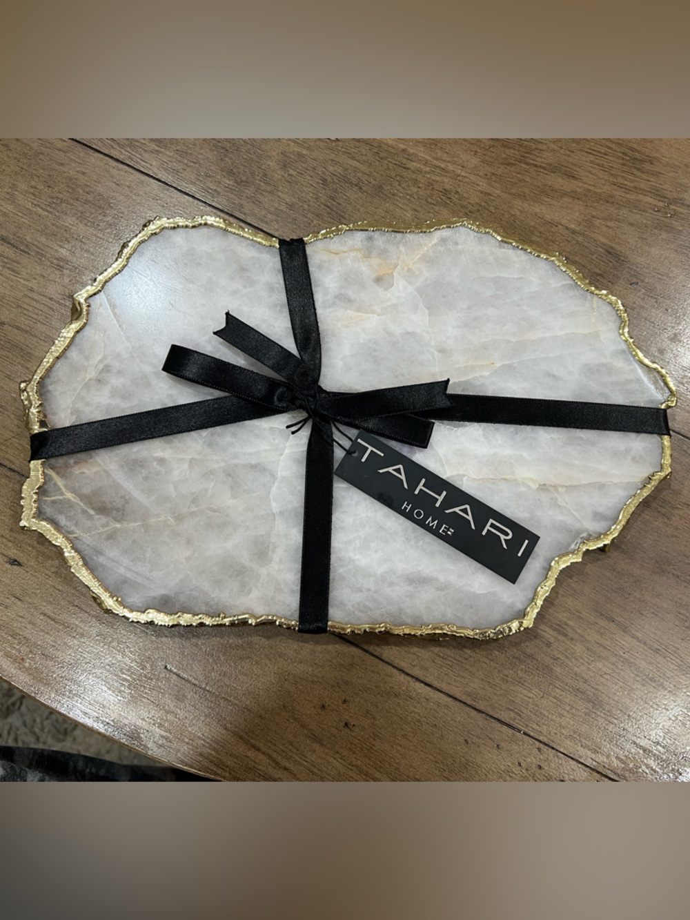 Tahari Home Quartz Cheese Tray with Gold Accents